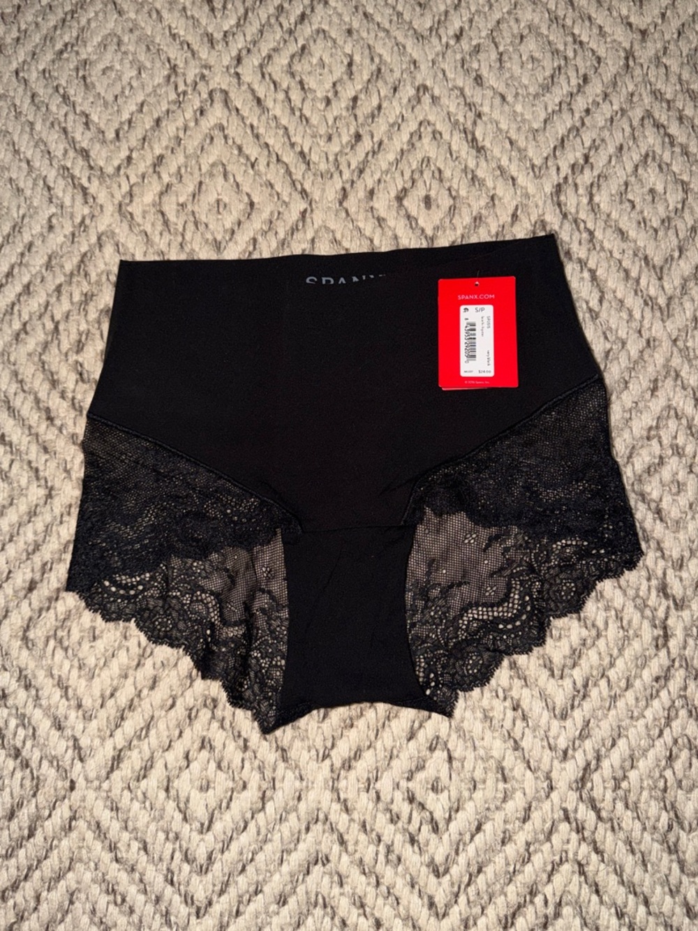 SPANX Black High-Waist Lace Boyshort
